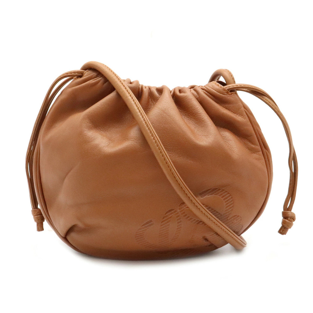 Loewe Anagram Bag Crossbody Drawstring Case Nappa Leather Brown